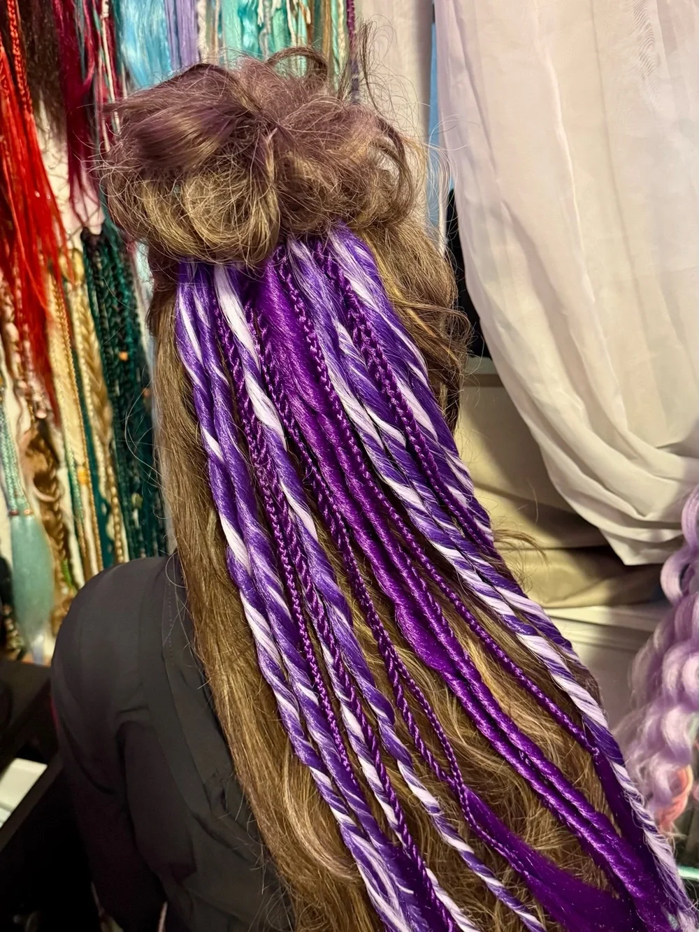 Purple & White Synthetic Braided Hair Extensions - Women Hair Wigs & Extensions